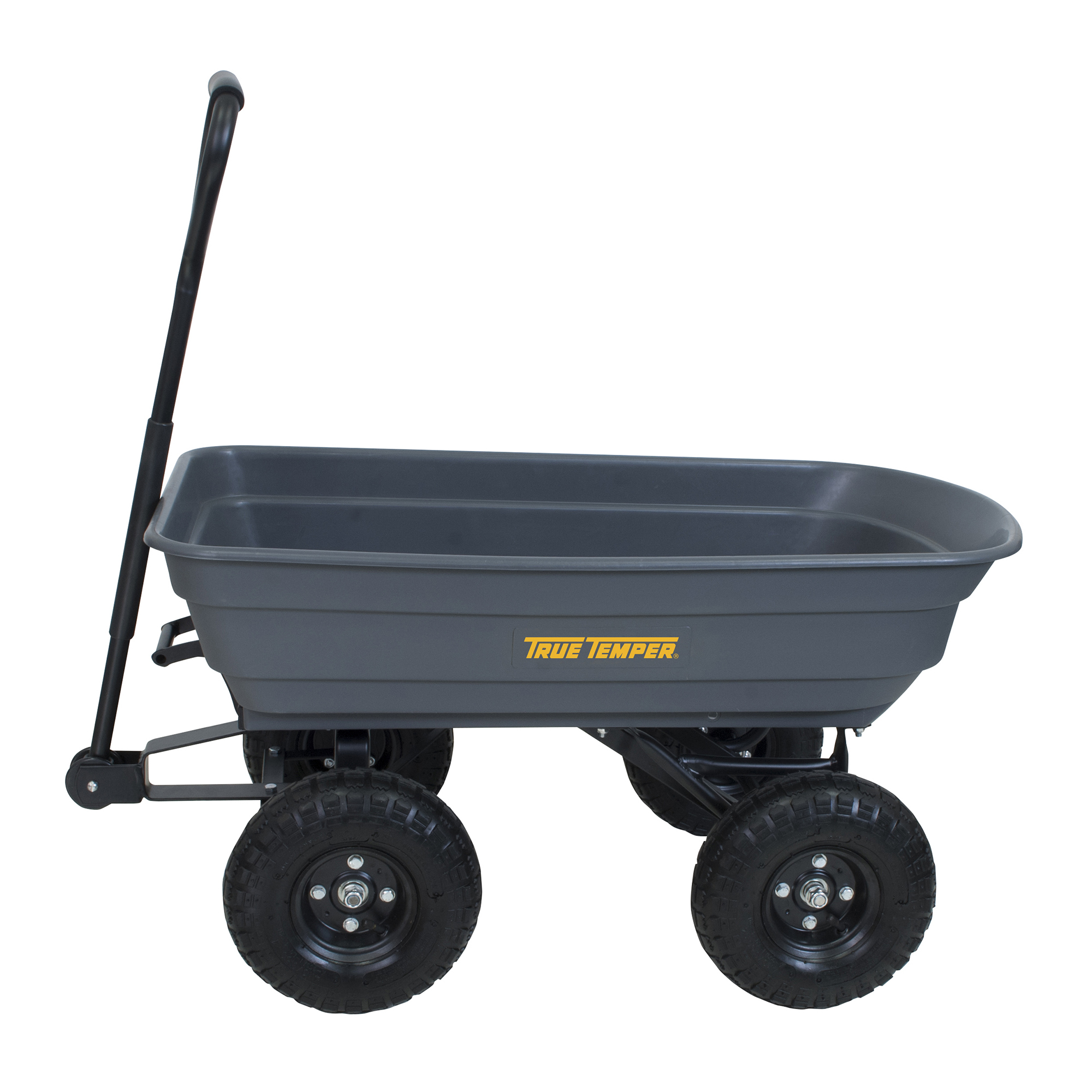True Temper 4 Cubic Foot Poly Dump Wagon with Pneumatic Wheels, Model PDWAGON